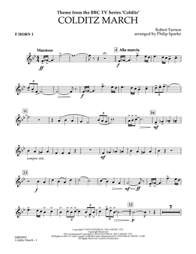 Colditz March (arr. Philip Sparke) - F Horn 1