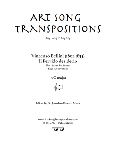 BELLINI: Il fervido desiderio (transposed to G major)