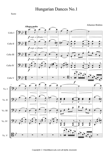 Hungarian Dances No.1 in G minor, Allegro molto Hard Version