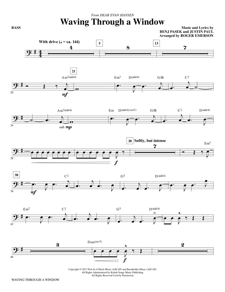 Waving Through a Window - Bass