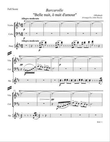 Barcarolle from Tales Of Hoffmann: "Belle nuit, ô nuit d'amour"- chamber ensemble