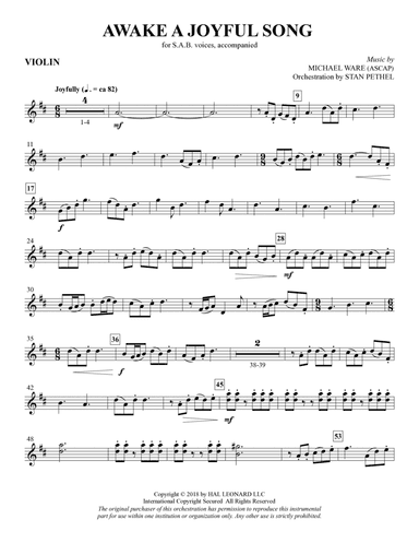 Awake a Joyful Song - Violin