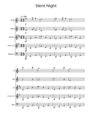 Silent Night - Woodwind Quintet
