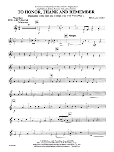 To Honor, Thank and Remember: WP B-flat Tuba T.C.