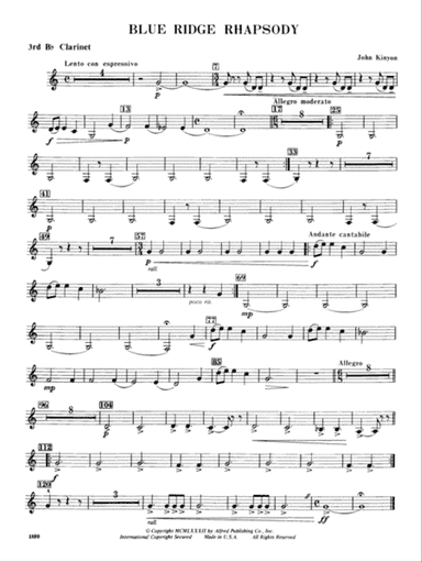 Blue Ridge Rhapsody: 3rd B-flat Clarinet