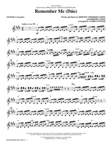 Remember Me (Duo) (from Coco) (arr. Audrey Snyder) - Guitar 2