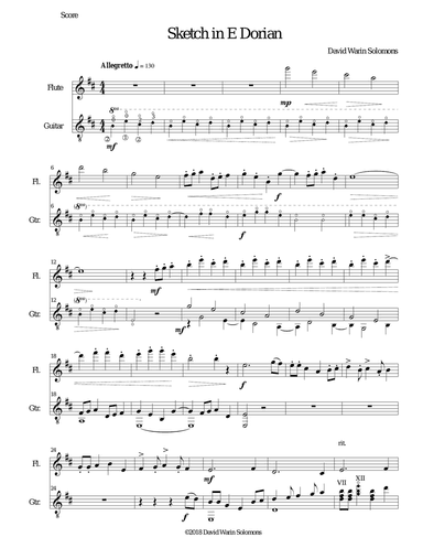 Sketch in E Dorian for flute and guitar