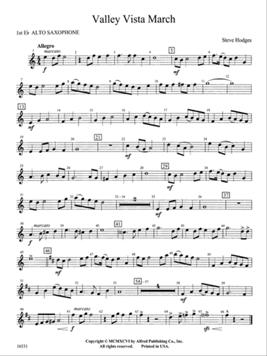 Valley Vista March: E-flat Alto Saxophone