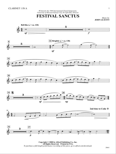 Festival Sanctus: 1st Clarinet in A