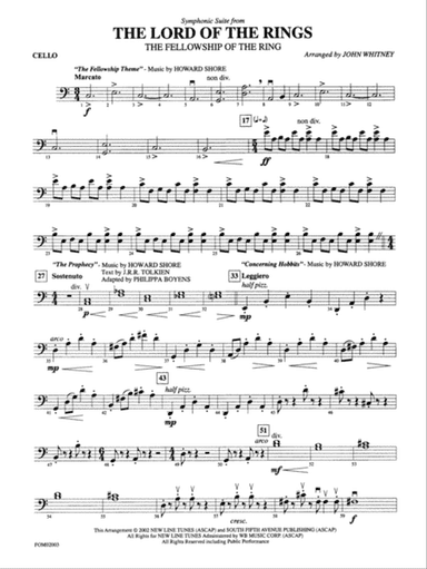 The Lord of the Rings: The Fellowship of the Ring, Symphonic Suite from: Cello