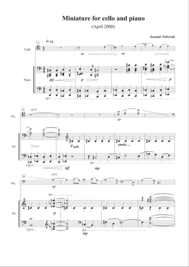 Miniature for cello and piano