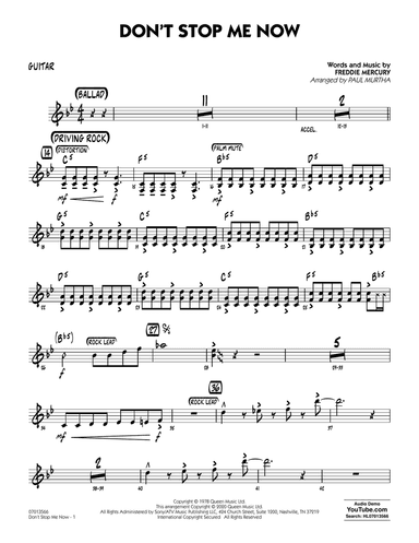 Don't Stop Me Now (arr. Paul Murtha) - Guitar