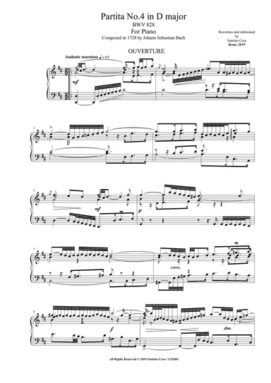 Bach - Partita No.4 in D major BWV 828 for Piano