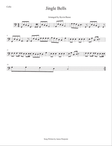 Jingle Bells (Easy key of C) Cello