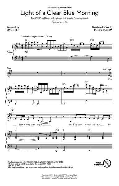 Light Of A Clear Blue Morning (arr. Mac Huff)