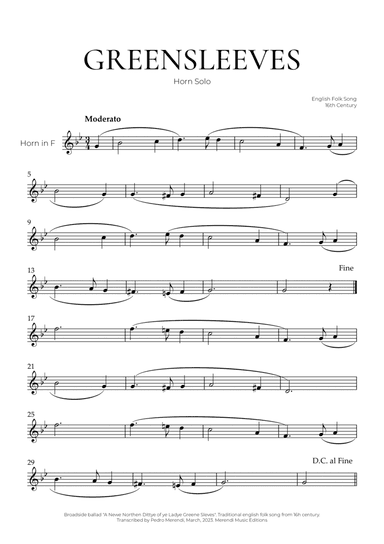 Greensleeves (French Horn Solo) - English Folk Song