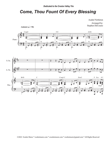 Come, Thou Fount Of Every Blessing (Saxophone Quartet and Piano)
