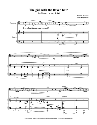 Girl with the flaxen hair for Trombone and Piano