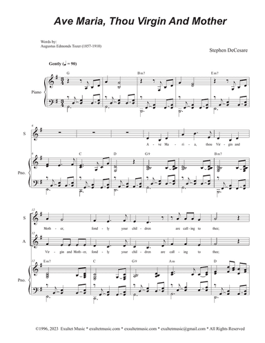Ave Maria, Thou Virgin And Mother (2-part choir - (SA)