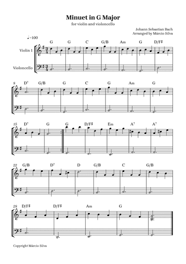 Minuet in G Major -for violin and violoncello
