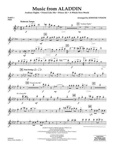 Music from Aladdin (arr. Johnnie Vinson) - Pt.1 - Flute