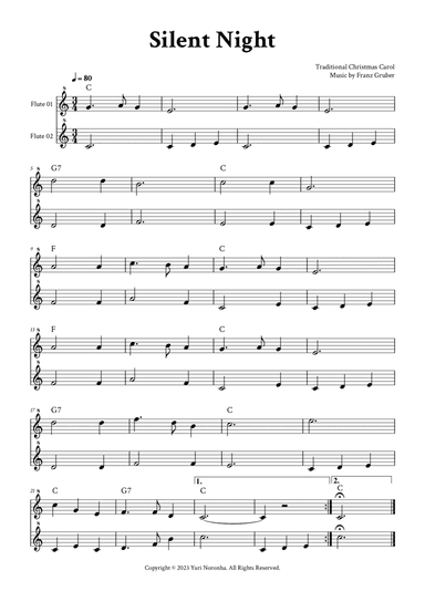 Silent Night - Flute Duet in C