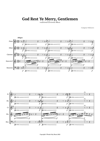 God Rest Ye Merry Gentlemen for Woodwind Quintet