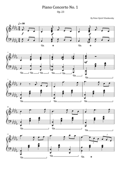 Tchaikovsky - Piano Concerto No. 1 - Op. 23 - For Easy Piano