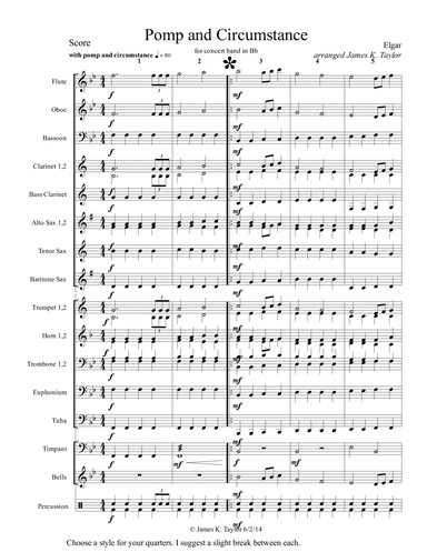 Pomp and Circumstance for Concert Band and or Strings in Bb