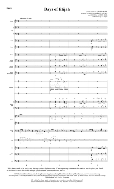 Days of Elijah (arr. David Angerman) - Full Score