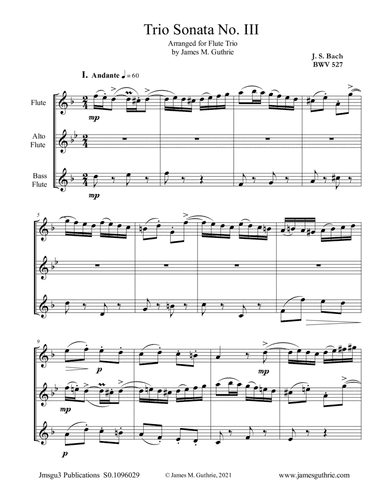 BACH: Trio Sonata No. 3 BWV 527 for Flute Trio