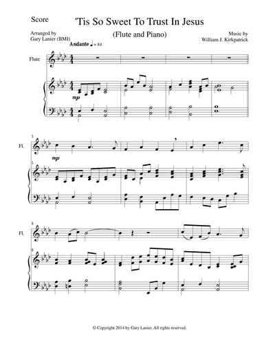 'TIS SO SWEET TO TRUST IN JESUS (Flute/Piano and Flute Part)