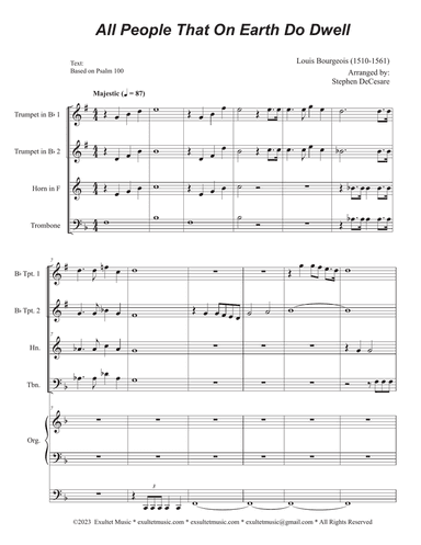 All People That On Earth Do Dwell (Vocal Quartet - (SATB) (Full Score) - Score Only