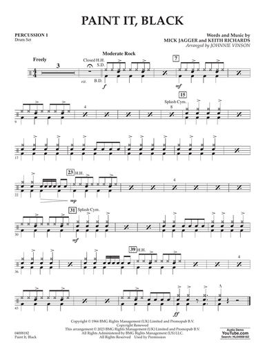 Paint It, Black (arr. Johnnie Vinson) - Percussion 1