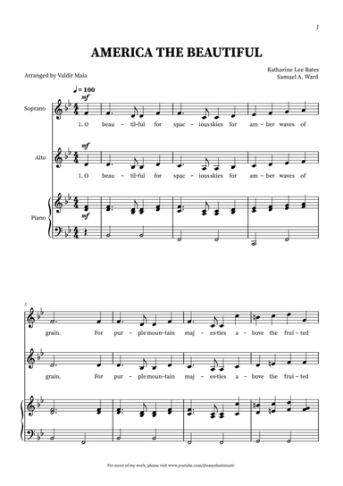 America The Beautiful - Soprano and Alto (with piano accompaniment)