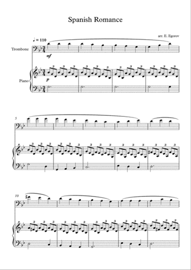 Spanish Romance, For Trombone & Piano