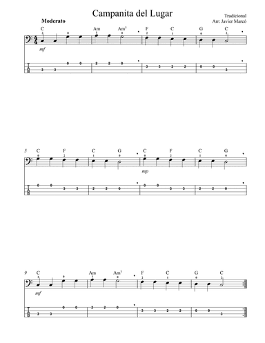 Christmas Carols for Bass: Campanita del Lugar