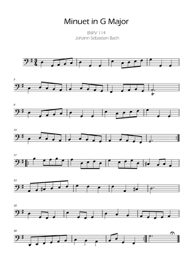Bach Minuet in G major for Double Bass