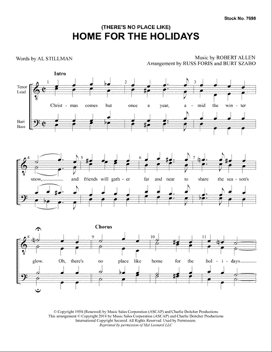 (There's No Place Like) Home for the Holidays (arr. Russ Foris & Burt Szabo)