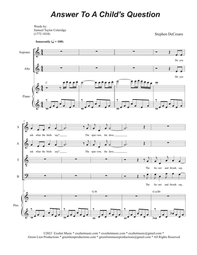 Answer To A Child's Question (SATB)
