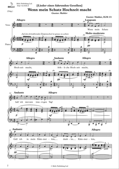 Wenn mein Schatz Hochzeit macht (Original key. D minor)