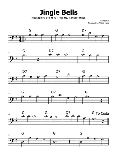Jingle Bells - G Major (with note names)
