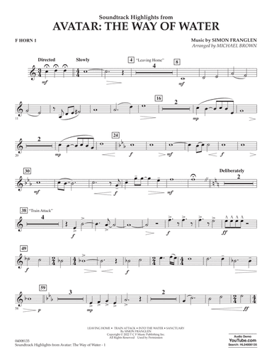 Soundtrack Highlights from Avatar: The Way of Water (arr. Brown) - F Horn 1