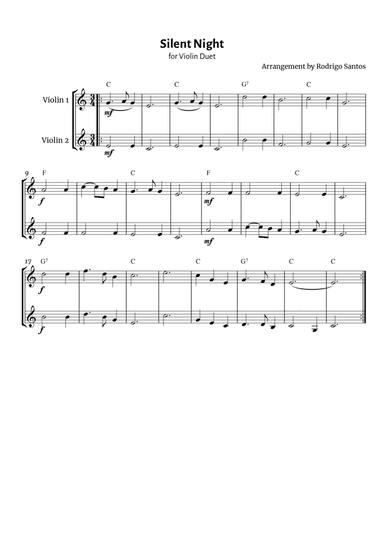 Silent Night - Violin Duet