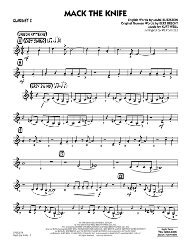 Mack The Knife (arr. Rick Stitzel) - Bb Clarinet 2