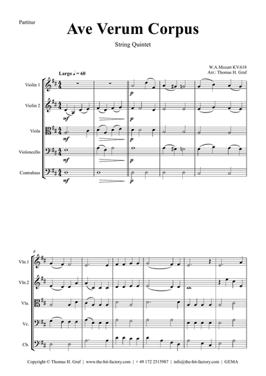 Ave Verum Corpus - W.A. Mozart - String Quintet