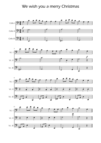 We Wish You a Merry Christmas - Cello Trio