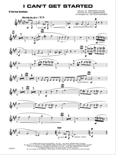 I Can't Get Started: E-flat Baritone Saxophone