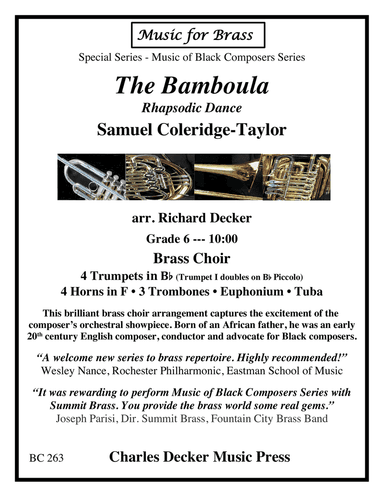 The Bamboula Rhapsodic Dance for Brass Choir
