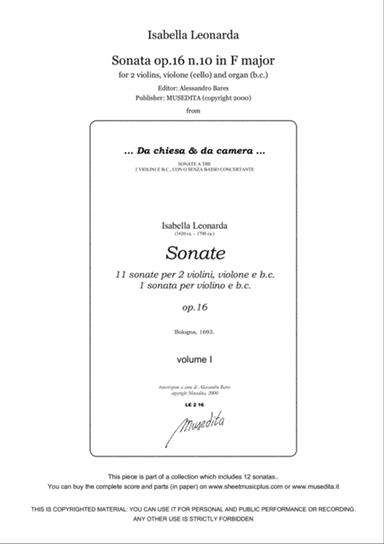 Isabella Leonarda, Sonata op.16 n.10 in F major